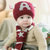 秋冬婴儿毛线帽0儿童3宝宝帽子6围巾两件套装12个月小孩加绒1-2岁(咖啡)第5张高清大图