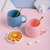 创意杯子陶瓷高颜值茶杯马克杯带盖带勺子家用水杯女学生韩版可爱(粉色 杯+盖)第4张高清大图