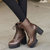2016新款欧美皮带扣厚底中筒靴欧美马丁靴女靴子h136（需要单里下单时请备注）(棕色 35)第3张高清大图