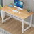 钢木电脑桌台式家用简易书桌现代简约办公桌笔记本桌子(浅胡桃面+白架)第2张高清大图