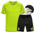 运动套装男夏季短袖短裤健身服男运动T恤健身衣透气速干跑步1265(绿色-黑裤白条 5XL)第5张高清大图