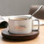创意美式咖啡杯碟勺 欧式茶具茶水杯子套装 陶瓷情侣杯马克杯.Sy(美式咖啡杯(亚光白)+勺+木盘)第4张高清大图