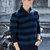 赫驼秋冬半拉立领宽条纹针织衫M1837男士毛衣套头(蓝色 3XL（建议体重200斤左右人购买）)第2张高清大图