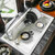 科恩纳石英石水槽单槽一体厨房洗菜盆花岗岩家用商用加厚洗碗水池(D750珍珠白顶配套餐)第4张高清大图