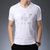 LIDEN AMANI 阿玛尼男士短袖T恤衫棉质V领中青年商务休闲时尚上衣体恤(白色 180/XXL)第5张高清大图