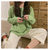 麻花针织衫女2022春季新款韩版网红宽松森系套头毛衣外套2423(绿色 均码)第5张高清大图