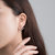 S925银扇形圆珠耳钉时尚新品个性银耳环后挂式微笑耳钉银红两色可选一款多戴(银色)第2张高清大图