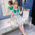 女童棉连衣裙夏装2021新款洋气夏季童装小女孩公主裙儿童雪纺裙子(绿色 120)第4张高清大图