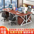 办公桌椅组合电脑桌现代简约屏风隔断办公家具职员桌2/4/6/工作位(柚木色+白架 双人位+椅（加粗加厚）)第5张高清大图