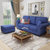 思巧 布艺沙发美式客厅转角布沙发现代简约小户型 欧式布沙发组合可以拆洗 1021(蓝色 三人位)第2张高清大图
