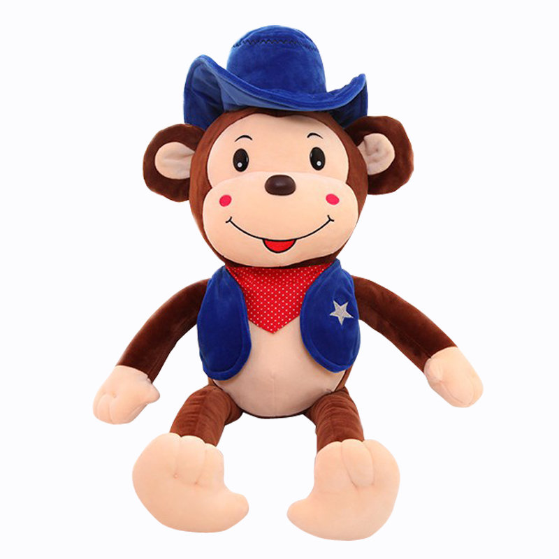 可爱猴子公仔毛绒玩具大嘴猴布娃娃牛仔生肖猴玩偶生日
