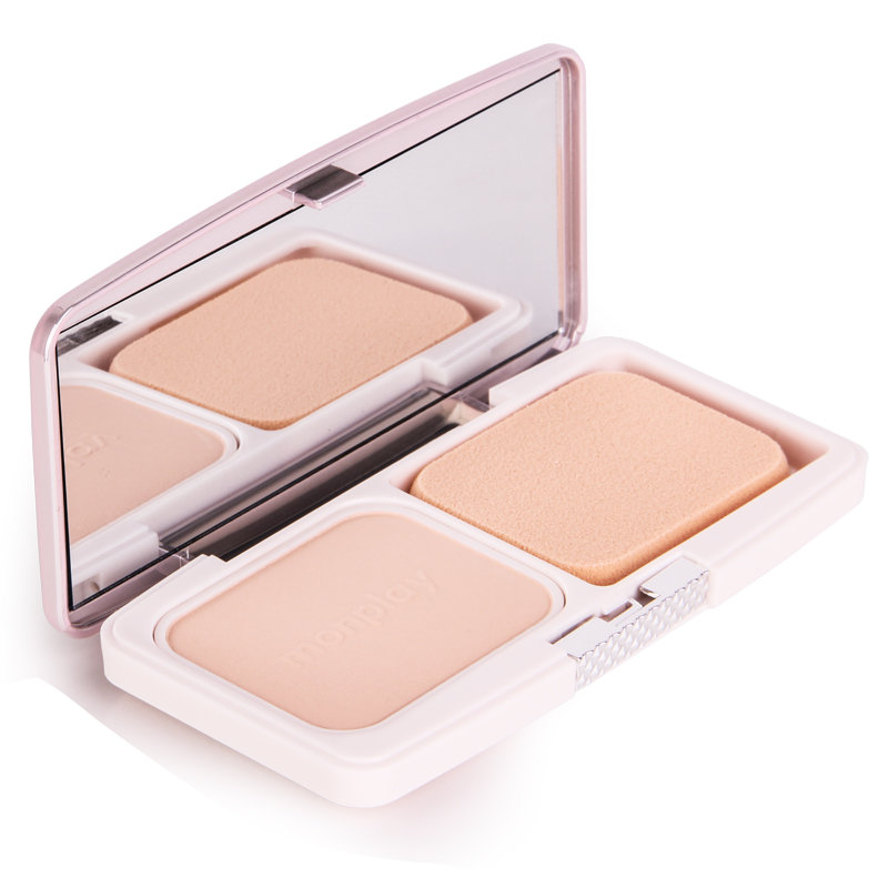 蒙芭拉monplay魔矿丝柔遮瑕粉饼裸妆粉底轻薄定妆粉02肤色10g