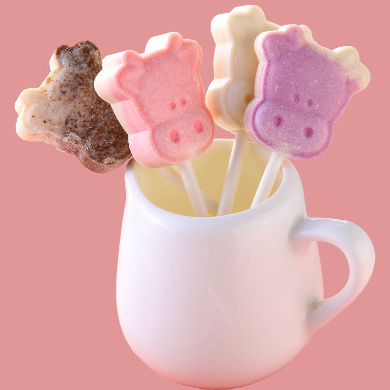 暖小糖儿童牛头奶棒棒糖无蔗糖 宝宝零食糖果牛奶片网红可爱创意