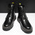 博迈伦2021秋季马丁靴高帮潮流靴子新款军靴英伦风黑色男士皮靴MM9801(黑色 42)第3张高清大图
