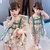 女童连衣裙夏装2021新款儿童韩版洋气印花雪纺裙小女孩短袖裙子潮(绿色 100)第5张高清大图