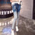 2017新款女装韩版破洞高腰弹力女式牛仔裤渐变色铅笔小脚裤(浅蓝 31)第4张高清大图