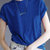 欧美短袖纯棉T恤女夏季宽松2021新款时尚百搭上衣气质潮流打底衫(蓝色 XL)第2张高清大图