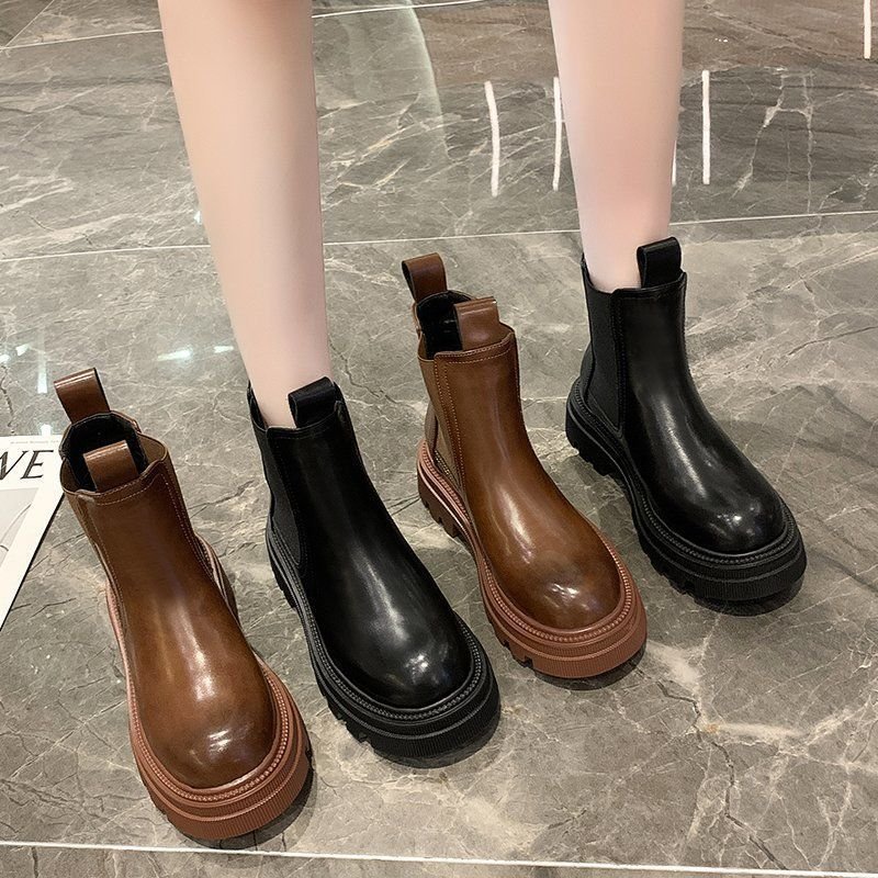 suntek烟管靴女加绒加厚棉鞋子百搭小短靴烟筒靴冬季