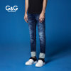 G&G男装新品春季迷彩印花男士牛仔裤直筒宽松迷彩裤牛仔长裤薄款(蓝色 28)
