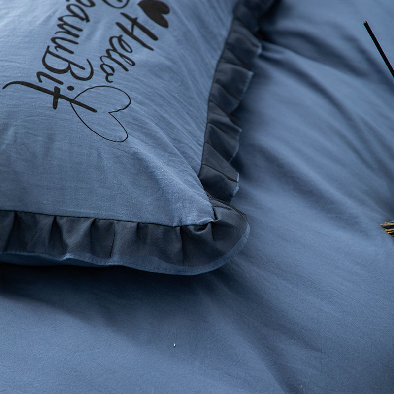 四件套床品件套全棉纯棉床单被套学生成人家用三件套4莫兰迪深蓝默认