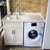 欧吉美 阳台洗衣机柜组合太空铝洗衣柜带搓衣板洗衣柜子阳台洗衣机柜定制((9001B)110CM右盆)第3张高清大图