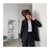 韩版2021新款薄款垂感宽松中长款卡其色流行长袖西装外套女小西装(黑色 M)第6张高清大图