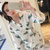 霓美舒 长袖日式和服睡衣女居家春季大码性感甜美可爱家居服套装（送眼罩）(XD 小清新花白色 XL)第3张高清大图
