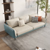 轻奢布艺沙发客厅简约现代组合小户型三人直排拼色科技布沙发家具(蓝色+米白 双扶手单位0.95米)