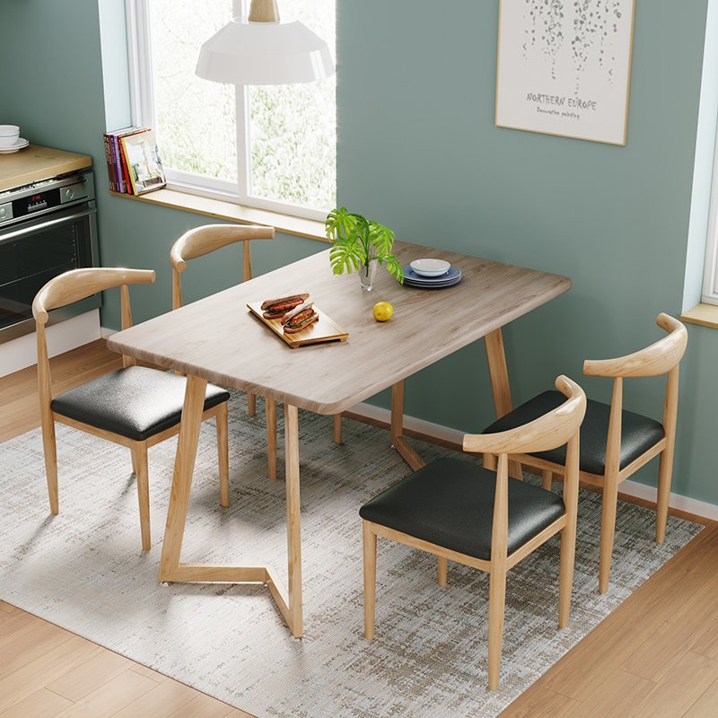 豫见美农北欧餐桌小户型歺桌椅现代简约餐桌椅组合4人6家用北欧风吃饭