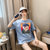短袖t恤女2019新款印花卡通动漫宽松纯棉半袖夏季上衣(蓝色 XL)第4张高清大图