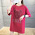 短袖T恤女2022夏季宽松中长款印花女装大码韩版半袖上衣打底衫女(红色 M)第4张高清大图