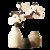 日式禅意家居饰品手工花插装饰摆件黑白色陶瓷花瓶三件套樱花套装(梵素（泡泡釉）+樱花枝蓝)第2张高清大图