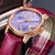 瑞士宾格（BINGER）手表女表女士手表石英表爱心灵犀系列粉红色水钻典雅贝母面白色皮带腕表(553-2玫金蓝面)第5张高清大图