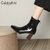 CaldiceKris（中国CK）秋季新款尖头裸靴弹力瘦瘦单靴英伦短靴女（单里）CK-X9018-1(杏色 35)第5张高清大图