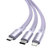 倍思（Baseus）USB三合一伸缩数据线  苹果安卓type-c一拖三充电线3.5A大电流快充线 1.2米(紫色)第7张高清大图