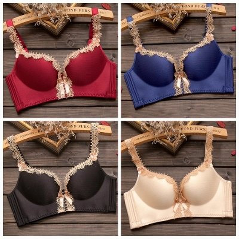 聚拢少女加厚小胸罩薄调整型性感本命年红色文胸套装大红套装36b80b