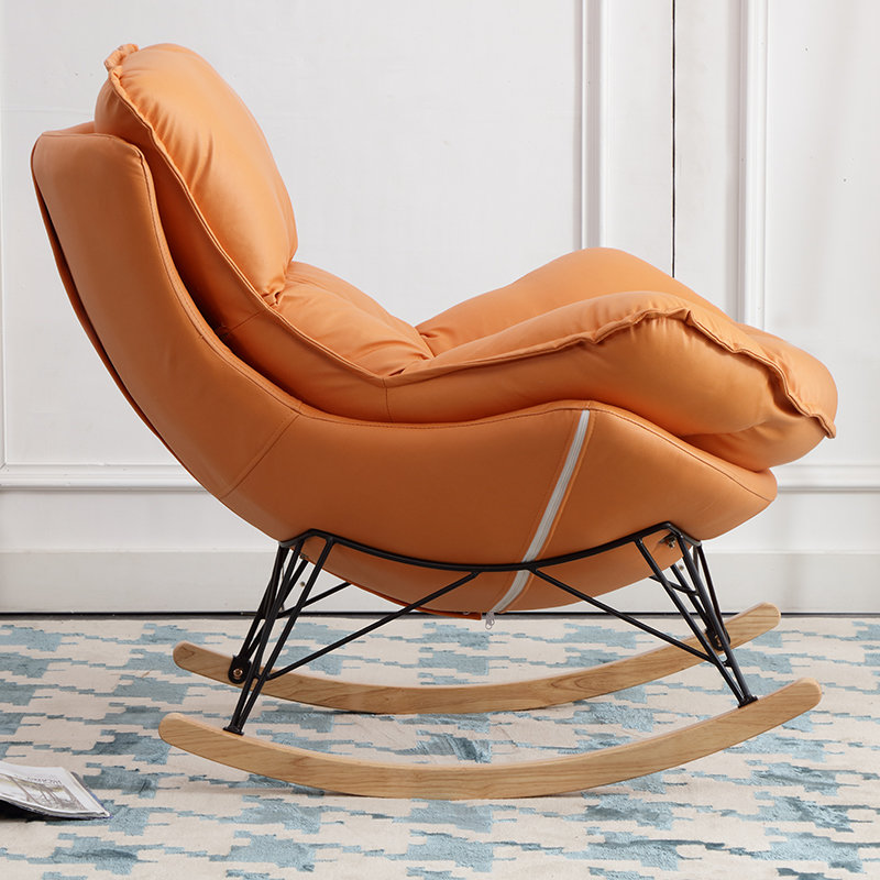 skymi网红躺椅阳台家用休闲懒人沙发摇椅午睡摇椅单人客厅沙发橙色