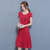 VEGININA 妈妈装夏中长款雪纺连衣裙 9532(红色 M)第2张高清大图