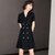 2021法式西装连衣裙女装夏短袖小裙子女修身(黑色 XL)第5张高清大图