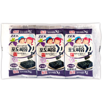 ZEK韩国进口烤海苔 海苔即食24包 四口味组合儿童韩国进口零食寿司饭团紫菜包饭(4种口味各2袋/共8大袋)