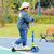 永 久 （FOREVER）儿童滑板车2-12岁小孩玩具车滑滑车男女宝宝扭扭脚踏车滑步车免安装溜溜车闪光轮折叠款(黄蓝色)第3张高清大图
