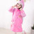 韩国小孩加厚充气帽檐儿童雨衣  宝宝雨衣 儿童雨披带书包位J225(粉红色)(M)第3张高清大图