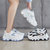 跑步鞋2022年春夏新款韩版老爹鞋休闲女鞋学生厚底运动鞋(白灰色 41)第4张高清大图
