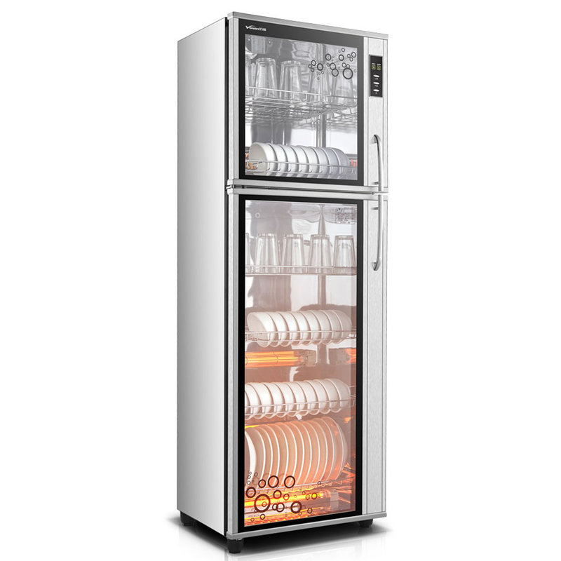 万和vanwardztp2182lc立式消毒柜钢化玻璃面板不锈钢箱体内胆