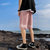短裤男士夏季新款外穿休闲薄款五分沙滩裤2021年潮流字母宽松中裤(粉红色 M)第3张高清大图
