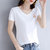 莫代尔短袖t恤女士2021年新款夏季短款女装v领上衣纯棉薄款t桖衫(白色 S)第2张高清大图