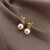 韩国东大门S925银针简 约小巧珍珠耳环气质法式镶钻耳饰 个性(女士)(金色)第3张高清大图