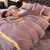 刺绣牛奶绒四件套轻奢简约双面双层加绒加厚保暖床单被套床上用品(淡紫)第7张高清大图