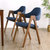 家逸 实木榉木餐椅休闲椅电脑椅办公椅咖啡椅北欧创意布艺凳子(蓝色+胡桃色)第3张高清大图