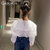 CaldiceKris（中国CK）女童翻领蕾丝白色衬衫CK-TF3471(110-160 白)第4张高清大图